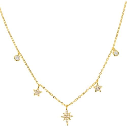 Delicate 35+10cm real 925 sterling silver danity Star charm drip cz station pendant necklace choker layer girls simple necklace