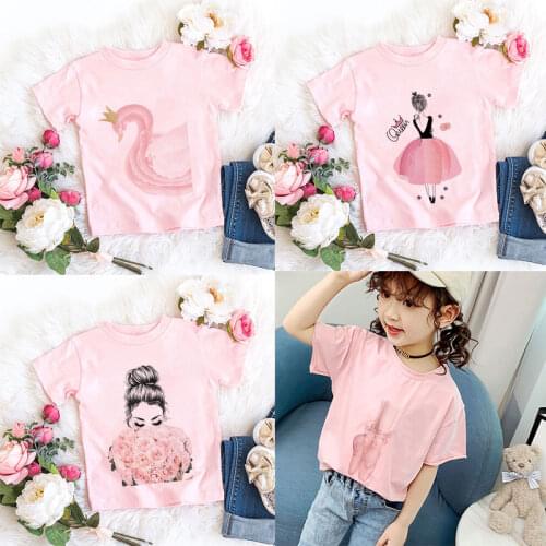 Kawaii Little Ballet Dancer Queen Princess Print Girl T-shirt Birthday Kids T Shirts 2 3 4 5 6 7 8 9 Year Present Girls Clothes