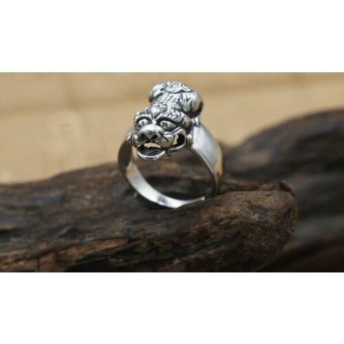 925 Sterling Silver beast lucky punk mens Ring Rings Jewelry A5780