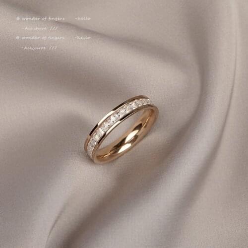 2021 New Classic Titanium Steel Zircon Rose Gold Rings For Woman Korean Fashion Jewelry Wedding Girls Luxury Finger Accessories