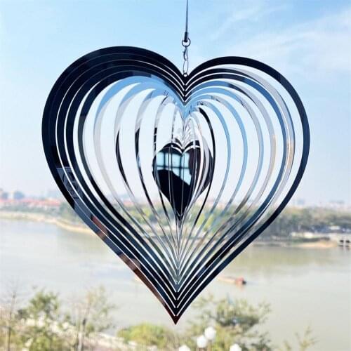 Beating Heart Wind Spinner Stainless Steel Metal Wind Catcher Love Rotating Wind Chime Home Garden Hang Ornament NEW