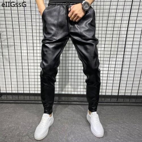 Men Thick Warm Faux Fur Pants Casual Big Pocket Windproof Simple Black Plus Size 40 Winter 2021