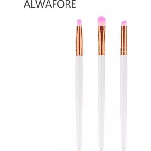 3 Pcs White Handle Gold Tube Makeup Brush Set Professional Eye Detail Brushes Eye Shadow Tools