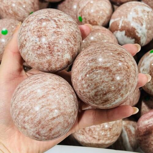 Natural Rosestone Quartz Crystal Ball Beautiful Healing Gemstone Flash Decoration