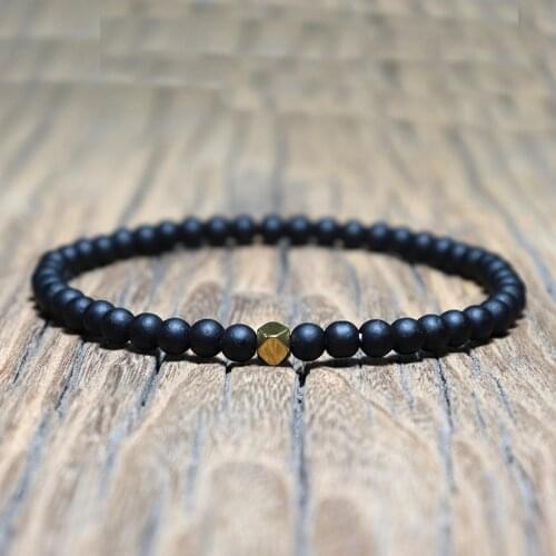 Noter Small Beads Bracelet Men Boys 4mm Natural Frosted Brazalete For Hombre Minimalist Cool Biker Jewelry Yoga Braclet Bileklik