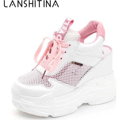 Casual Shoes Womens Flats Shoes Mesh Breathable Platform Wedge Heels Shoes 11cm Summer Sneakers Zapatillas Deportivas Mujer