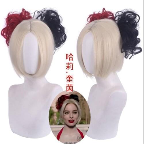 NEW Female clown Harley Harleen Quinzel wig cosplay Costume accessory halloween props