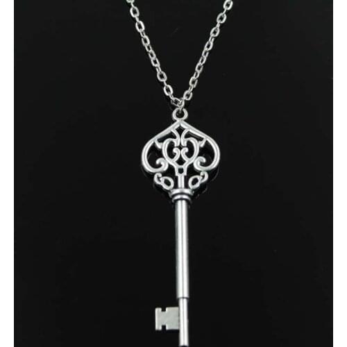 New Fashion Necklace Vintage Skeleton Key 69mm Silver Color Pendants Short Long Women Men Colar Gift Jewelry Choker
