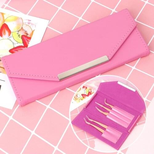 Protable eyelash tweezer case fashion leather lash tweezers bag high quality make up tool bag can put in 5 pc dice bag