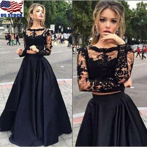 Fashion Casual Loose Solid Women Wedding Bridesmaid Dresses Party Lace Long Sleeve Ball Prom Gown Summer Clothes