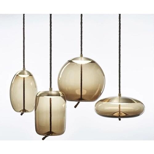 Nordic postmodern study restaurant aisle window bar model room bedside aesthetic decoration hemp rope Glass Chandelier