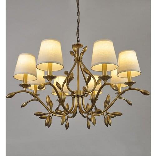 Modern American Country Hall Living Room Hotel Restaurant European Fully Copper Pendant Hanging Lights 8LT