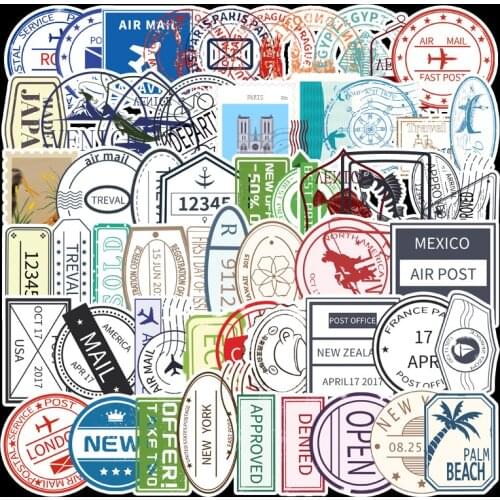 10/59pcs Retro Postmark Stickers Skateboard Girl Graffiti Stickers Scrapbooking Bullet Journal Sticker Kid Classic Toy