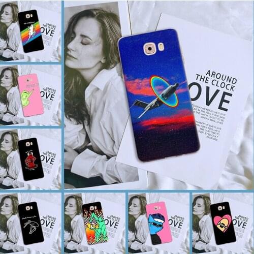 Phone Case For Samsung Galaxy C5 C7 C9 Pro Funny Cat Frog Heart Rainbow Cartoon Silicone Back Cover For Samsung Galaxy C5 C7 C8