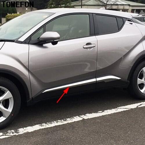 TOMEFON Car Styling 4PCS For Toyota C-HR CHR 2017 ABS Carbon Fiber Door Body Side Trim Cover Molding Accessories