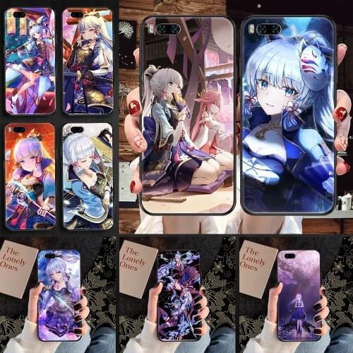 Kamisato Ayaka Genshin Impact Phone case For Xiaomi Mi Max Note 3 A2 A3 8 9 9T 10 Lite Pro Ultra black tpu hoesjes luxury