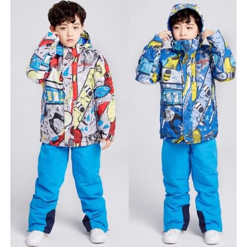 SEARIPE High Quality Kids Ski Suit Boys Ski Jacket Pants Set Waterproof Snowboarding Jacket Winter Children Skiing Suit
