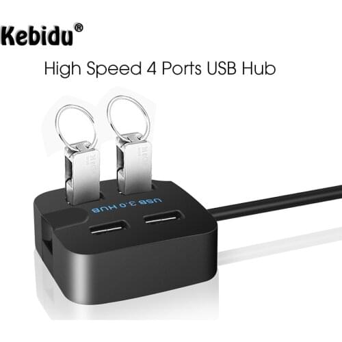 Kebidu 5Gbps High Speed Mini 4 Ports USB Hub USB 3.0 Splitter Adapter For Desktop Laptop With Stand Holder For Phone Tablet PC
