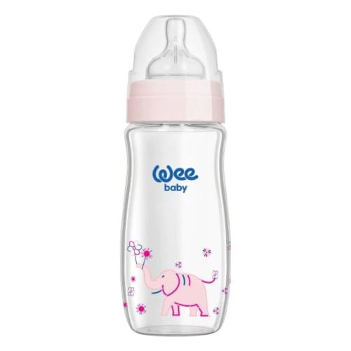 Wee Baby Classic Plus 120 Ml Wide Mouth Heat Resistant Baby Glass Feeding Bottle-Pink