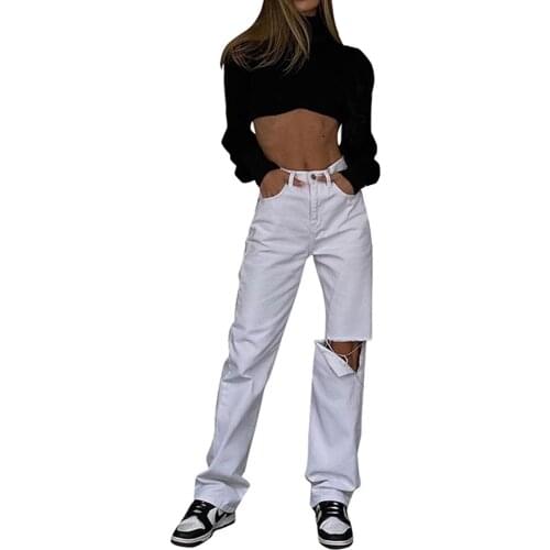 Womens Autumn Polyester Turtleneck Crop Tops Sexy Long Sleeve Solid Color Irregular Hem Sweatshirts