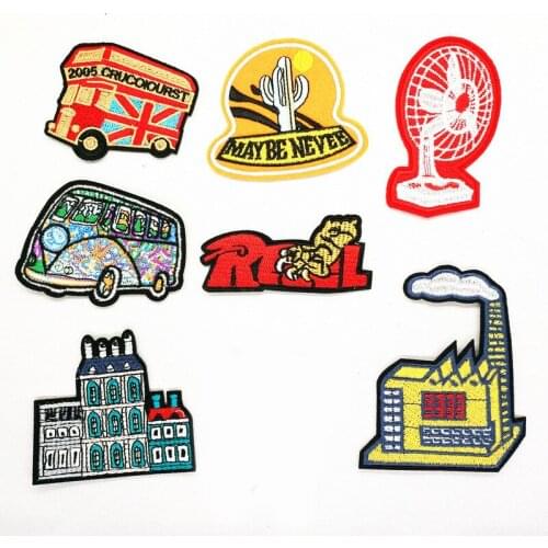 1PCS Sightseeing car Building Patches Sewing Embroidered Applique for Jacket Clothes Stickers Badge DIY Apparel Accessories