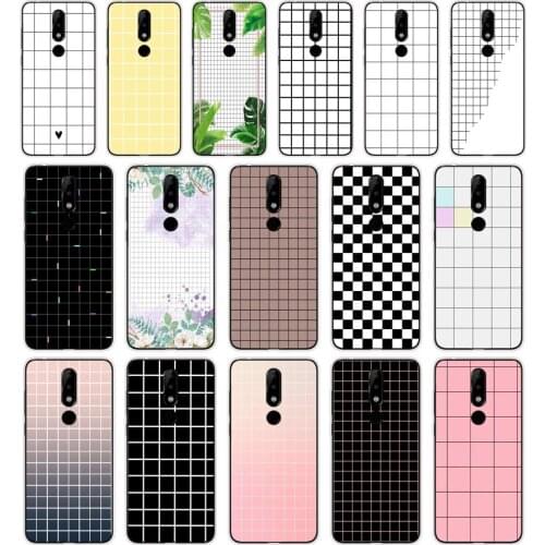 157SD Luxury Retro Black White Grid Soft Silicone Tpu Cover phone Case for Nokia 2 2.1 2.3 3 3.1 4.2 5. 5.1 6 7.2 8 Plus Case