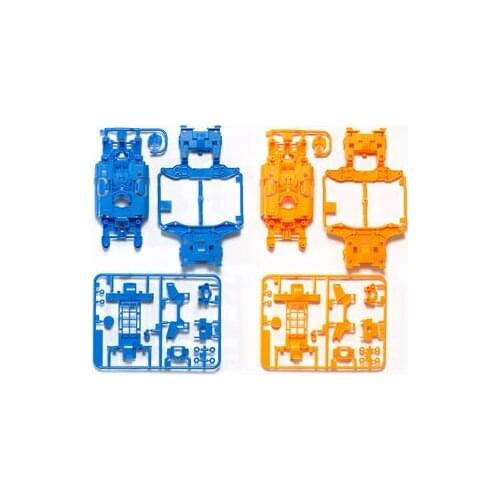 2pcs Tamiya Mini 4WD Racer Parts Four-wheel Drive Accessories Limited Edition MS-L Lightweight Chassis Set Blue/Orange 95386