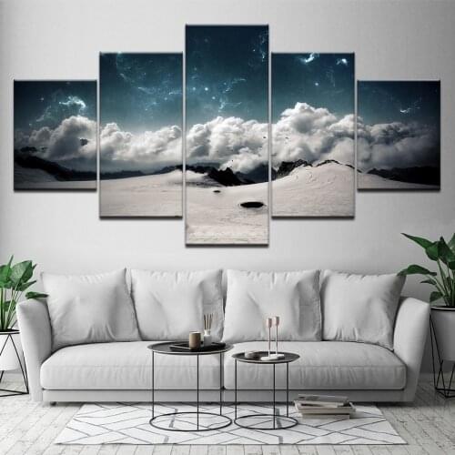 5 PanelsThe Desert Blue Sky White clouds Painting Canvas Wall Art Picture Home Decoration Living Room Print On Canvas Modern Art