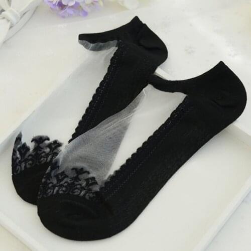 5 Pairs Women Lace Ruffle Ankle Sock Soft Cotton Elastic Mesh Knit Frill Trim Transparent Invisible Socks Womens socks
