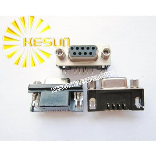 50pcs/lot DR9 DB9 9Pin Female Serial PCB Standard Right Angle D-Sub RS232 Serial Port Connector Socket Interface