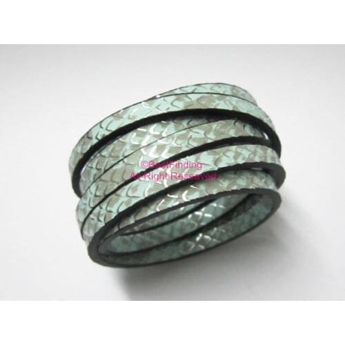5x2mm Metallic Turquoise snake leather cord 5mm Flat leather cord