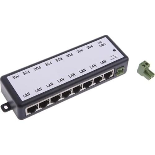 8 Port POE Injector For CCTV Surveillance IP Cameras Power Over Ethernet Adapter New