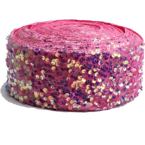 Wholesale price 75mm curl velvet sequin ribbon