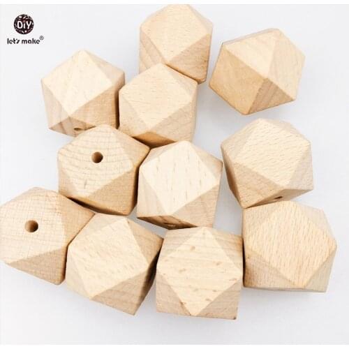 Lets Make Baby Teething Accessories 20pc 30mm Solid Color Beech Wood Hexagon Teether DIY Jewelry Nursing Necklace Wooden Beads