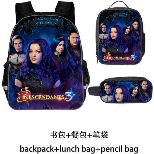 Disney Descendants Backpack for Teenage Boys Girls Student School Bag Teenage Students Custom Bag 3 Pcs/Set Travel Backpack