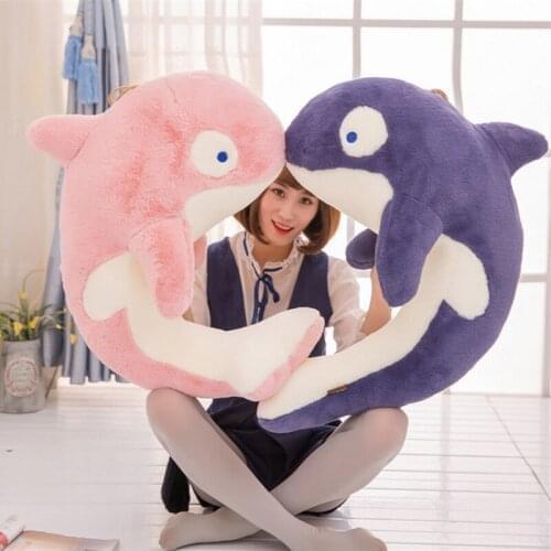 Fancytrader Pop Anime Whale Plush Animals Toys 28inch Big Huge Dolphin Stuffed Dolls 70cm Blue Pink