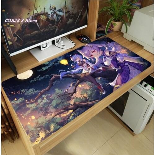 Game Genshin Impact Ke qing Cute Large Mouse Pad Thicken Laptop Gaming Mice Mat Desk Keyboard Mat Anti-Slip Playmat Cosplay Gift