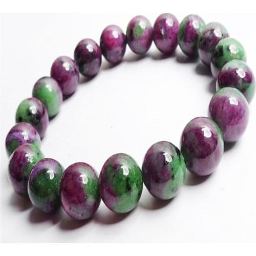 Just One New Arrival Genuine Natural Red Green Zoisite Stone Fashion Round Beads Jewelry Women Charm Elastic Bracelet