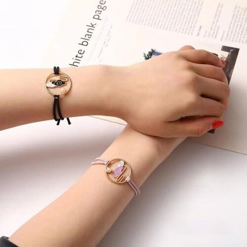 2pcs Chinese Style Cloud Moon Couple Braided Pink Bracelet Friendship Bracelet Friendly Love Couples Bracelet Fashion Jewelry