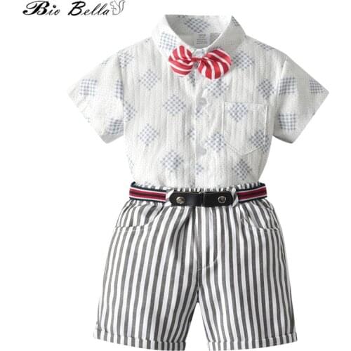 Summer 2022 Baby Boy Clothes Set Fashion Gentleman Kids Boys Clothing Suit Wedding Birthday 100% Cotton Boy Baby Clothing Suit