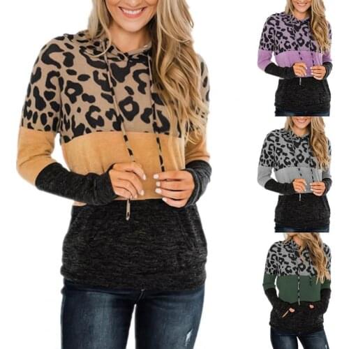 Hot Sales Hoodies Leopard Soft Women Long Sleeve Hoodie for Home