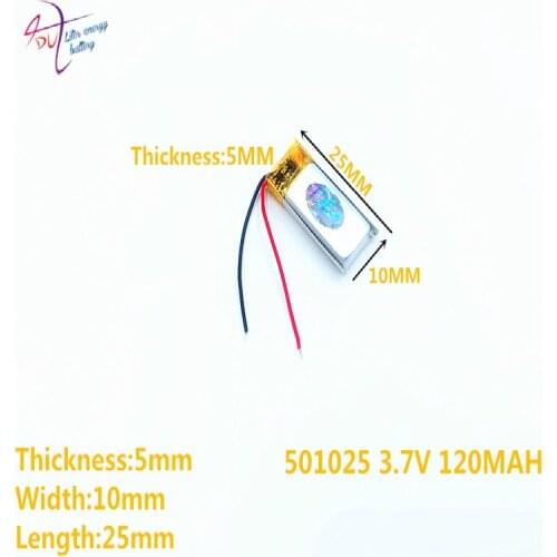 Lithium polymer battery 501225 3.7V 120MAH 501125 501025 recorder Bluetooth Battery