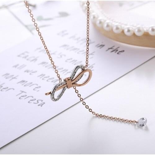 Fashion Titanium Steel Zirconia Necklaces For Women Anniversary Wedding Party Necklaces Accessoeries Jewelry Gifts Dropshipping