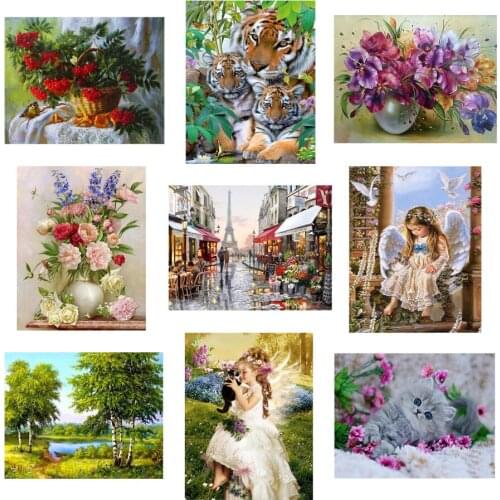 5D Diy Diamond Painting Kits Full Round With AB Drill Embroidery Home Decor Flower Animal Landscape Mosaic Pattern Picture Gift