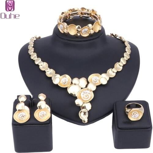 OUHE Brand New Jewelry Sets for women Necklace Earrings Bracelet Ring Jewelry Women Elegant Vintage Bridal Jewelry Set