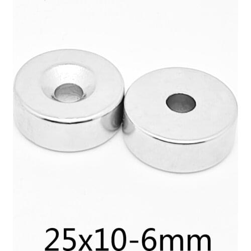 20/30/50pcs 25x10-6 mm Neodymium Magnet Disc 25*10 mm Hole 6mm Circle Magnets 25X10-6mm Round Countersunk Magnetic 25*10-6