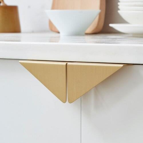 Pure copper invisible handle modern simple cabinet drawer wardrobe door concealed handle non perforated brass light luxury gold