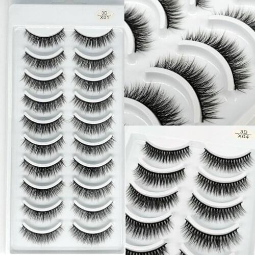 NEW 1/10 pairs Real Mink Eyelashes 3D Natural False Eyelashes 3d Mink Lashes Soft Eyelash Extension Makeup Kit Cilios