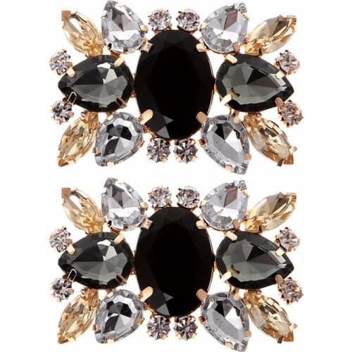 New 2Pcs Rhinestone Shoe Clips DIY Decorations Accessory Vintage Style For Wedding Bridal 5.8x4cm Shoe Accessories