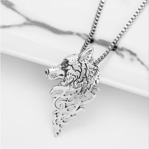 New Personality Creative Retro Wolf Head Pendant Necklace Trendy Party Pendant Necklace S1919